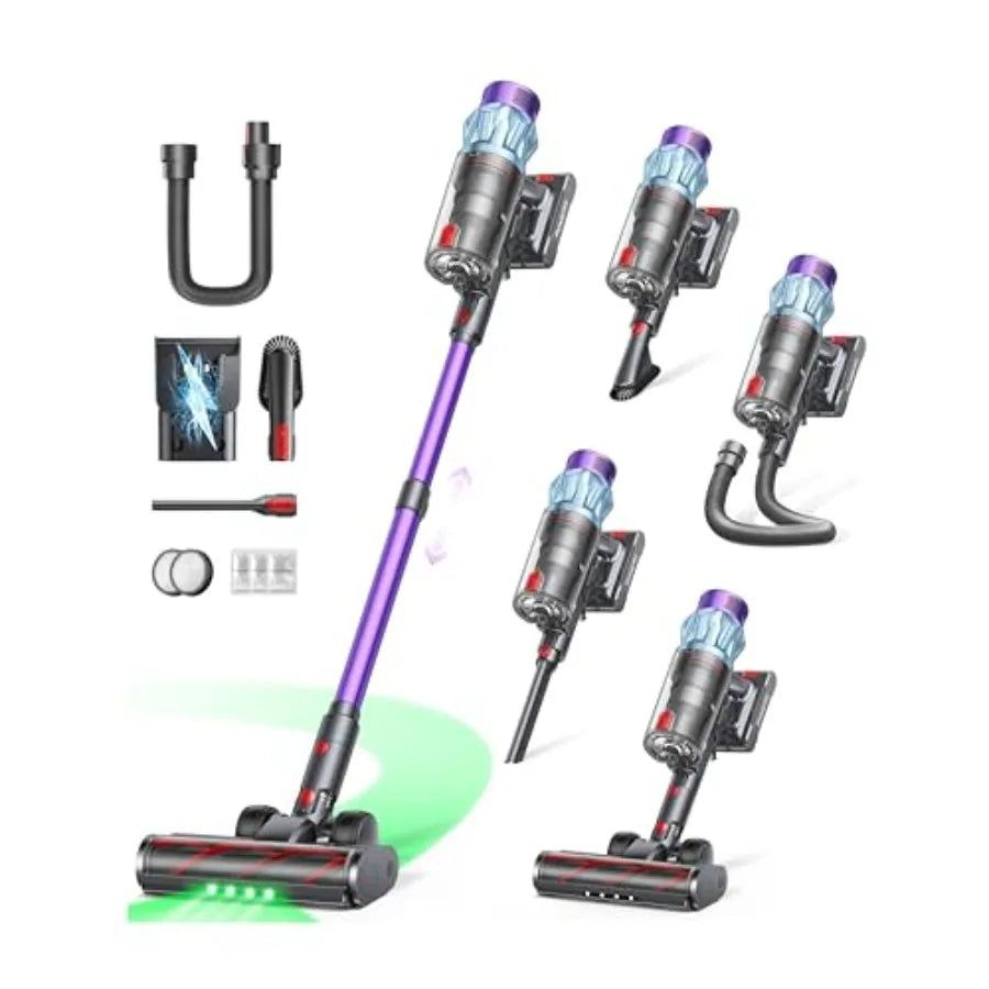 Cordless Vacuum Cleaner 70min 650W 55KPA Self-Standing for Home with 3.3Ft Hose Auto Mode Wall Mount Charging Stick Vacuums for