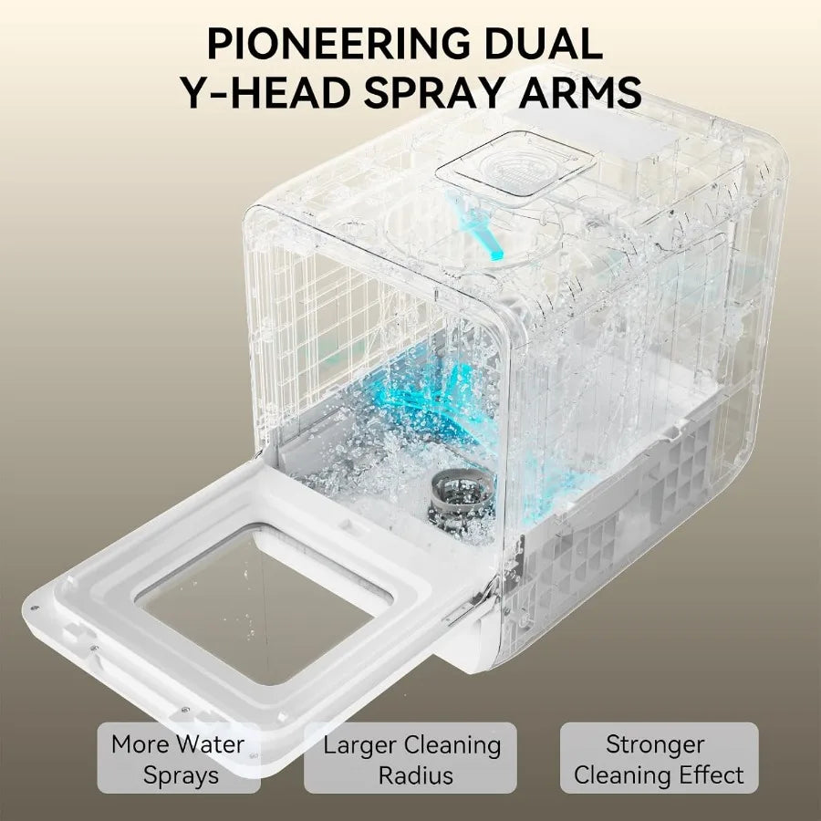 Countertop Dishwasher 6 Wash Programs Slim Size Portable Dishwasher Stainless Steel Black Efficient Cleaning Compact Design