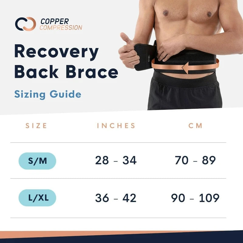 Copper Compression Lower Back Lumbar Support Brace, 1 Guaranteed Highest Copper Content, Great for All Activities! Infused Fit