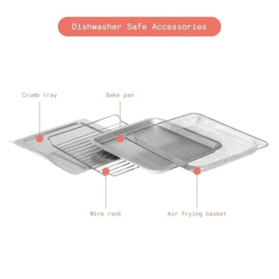 15L 9-Slice Infrared Convection Air Fryer Toaster Oven 10-in-1 Functions for Air Frying Toasting Baking Broiling Stainless Stee