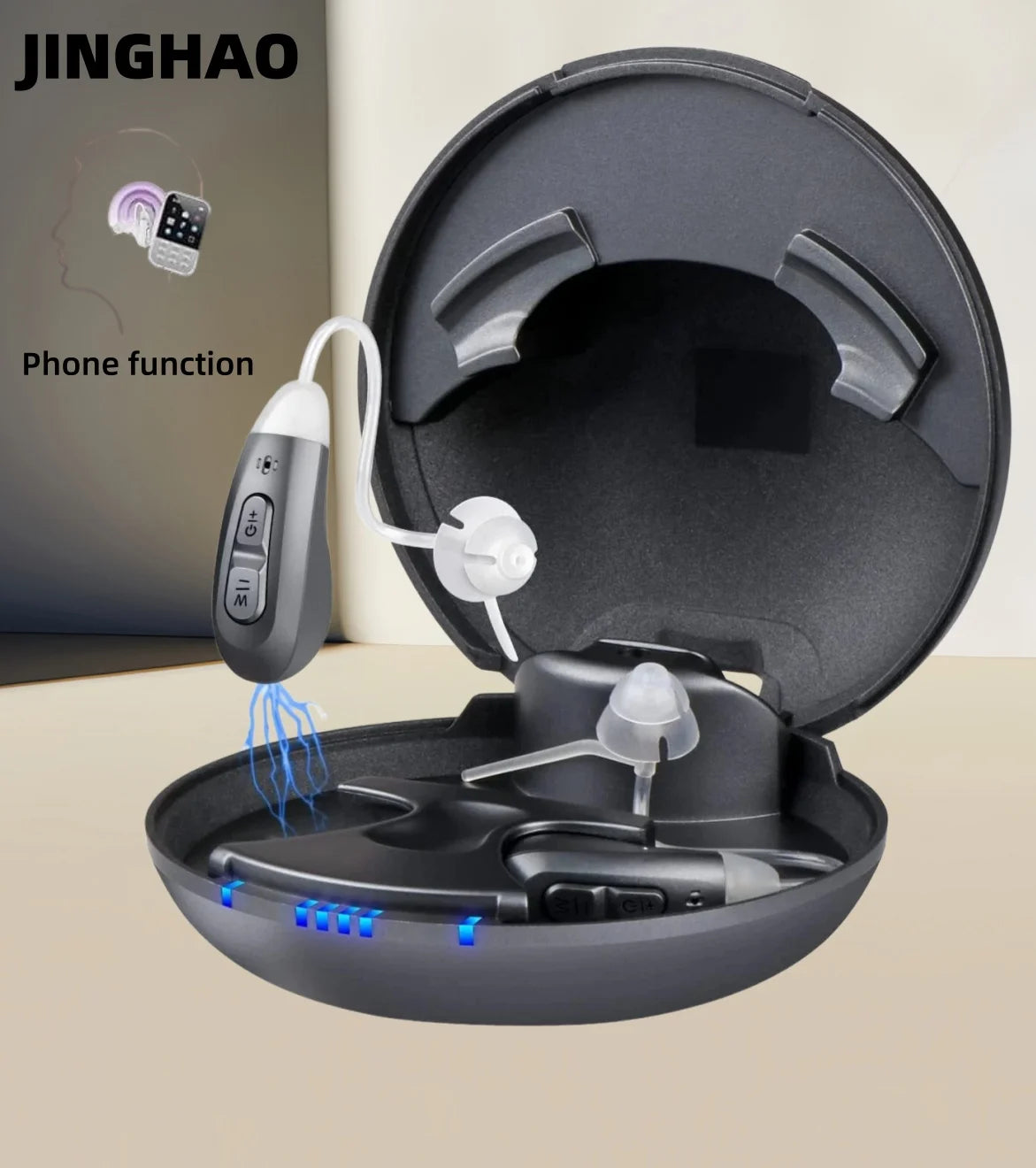 JINGHAO JH-D59C Digital Hearing Amplifier w/ Adaptive ANC, 12H Battery, Portable Charging Case, Noise Reduction