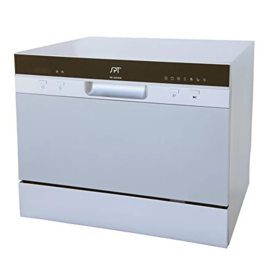Compact Countertop Dishwasher with Delay Start for Kitchen Use Stainless Steel Interior Silver Color 6 Place Settings Rack Ener
