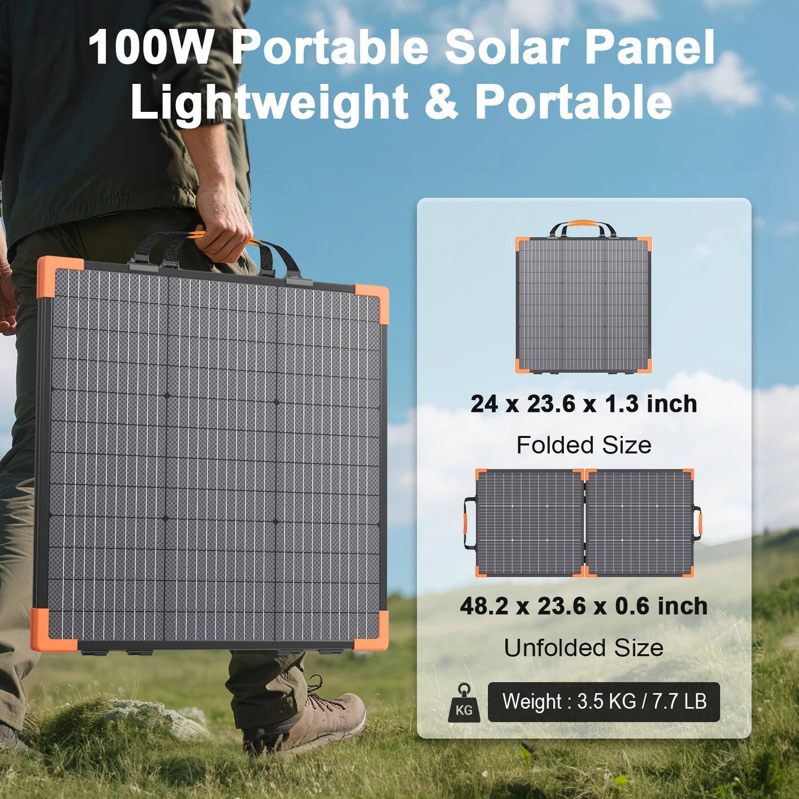 MHPOWOS 100/200W Bifacial Solar Panels Cell Portable Solar Charging Panel Complete Kit Outdoor Tourism Camping Power Station
