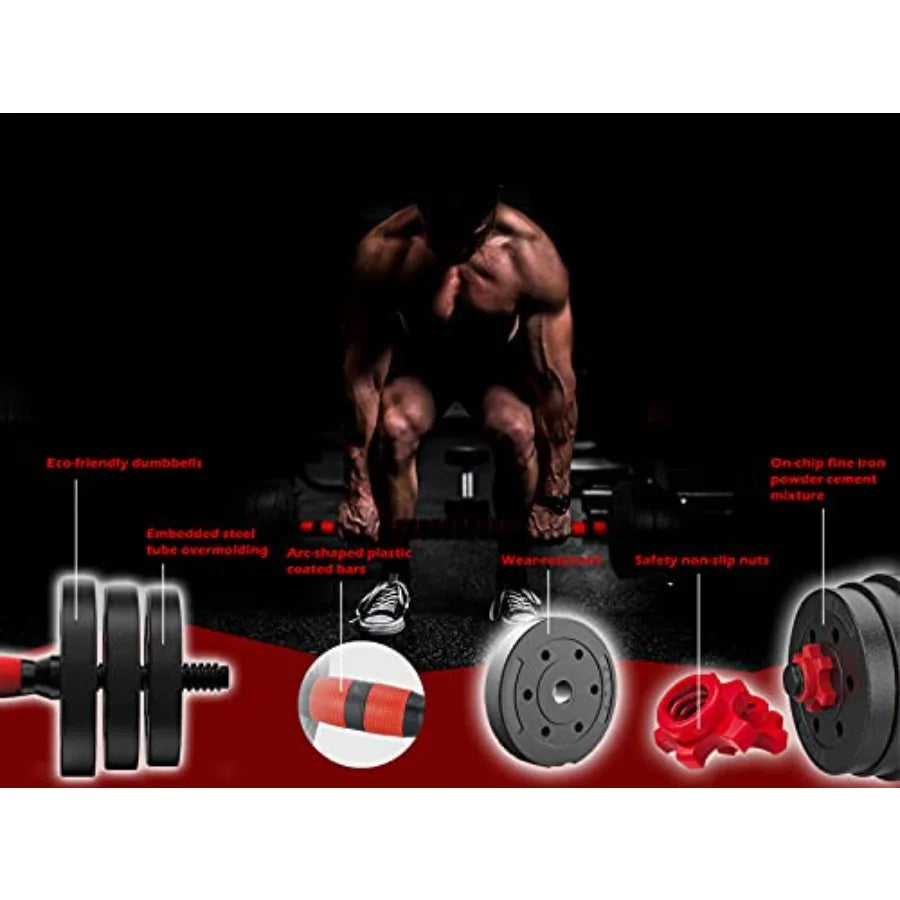 Adjustable Dumbbells Weight Set to 44Lbs Free Weight Dumbbell with Connecting Rod Used As Barbell for Men and Women Home Gym Wo