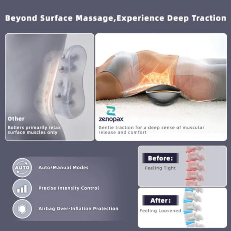 4-in-1 Electric Lumbar Traction Device - Adjustable Back Massager for Deep Tissue Pain Relief with Heat, Vibration, Electrothera