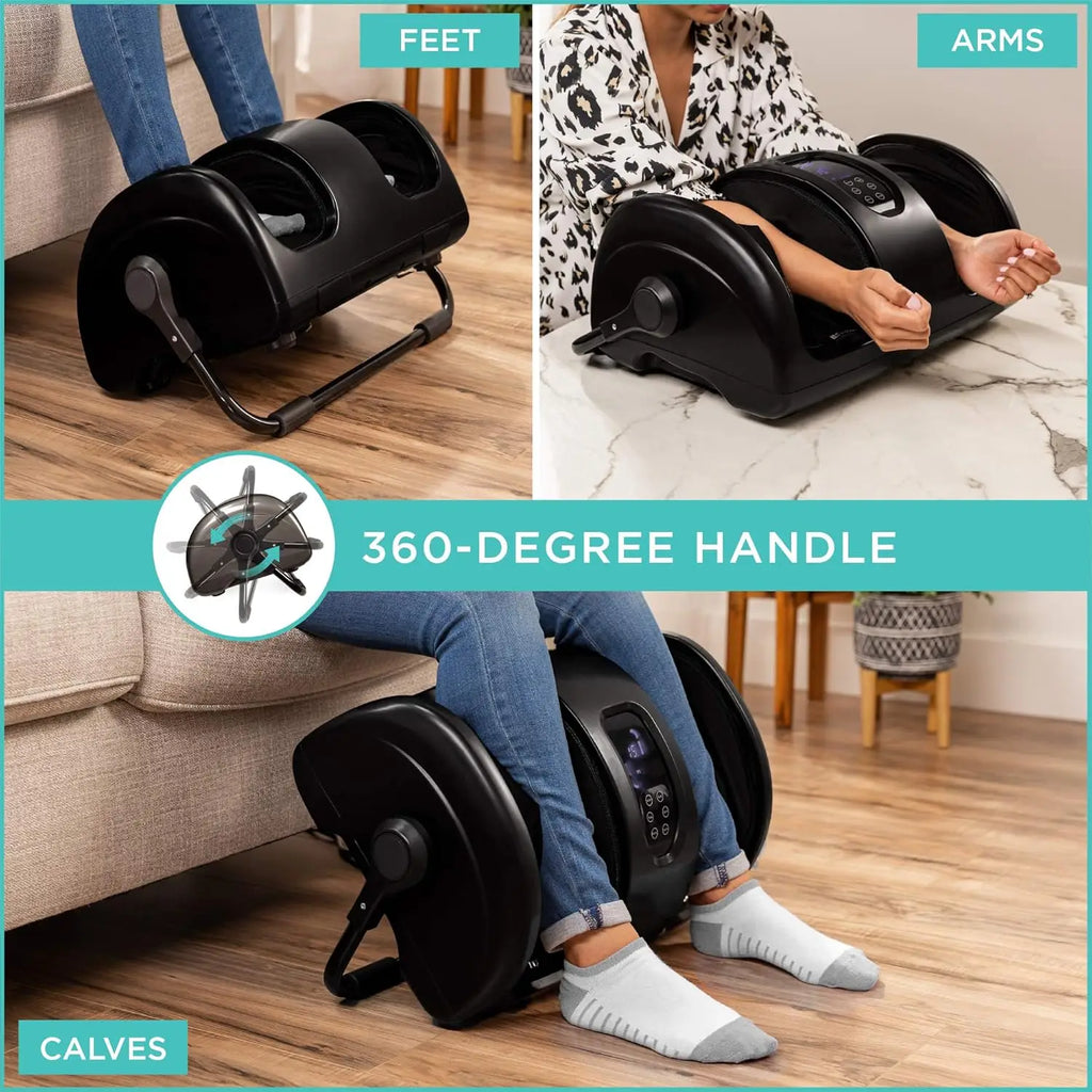 Heated Shiatsu Foot Massager for Pain Relief, Plantar Fasciitis & Neuropathy - Compact Black Design