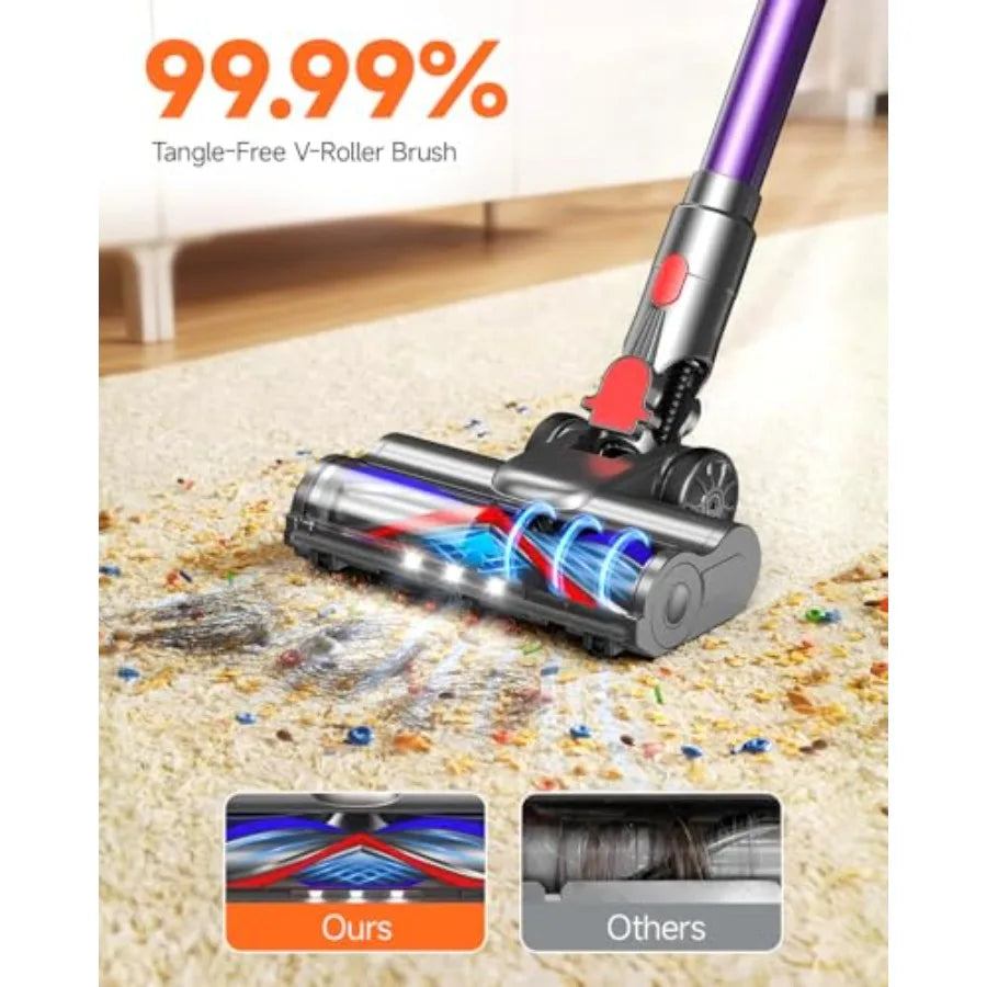 Cordless Vacuum Cleaner Powerful Stick Vacuum with 70Mins Runtime and Touch Screen Self-Standing Anti-Tangle Vacuum Cleaners fo