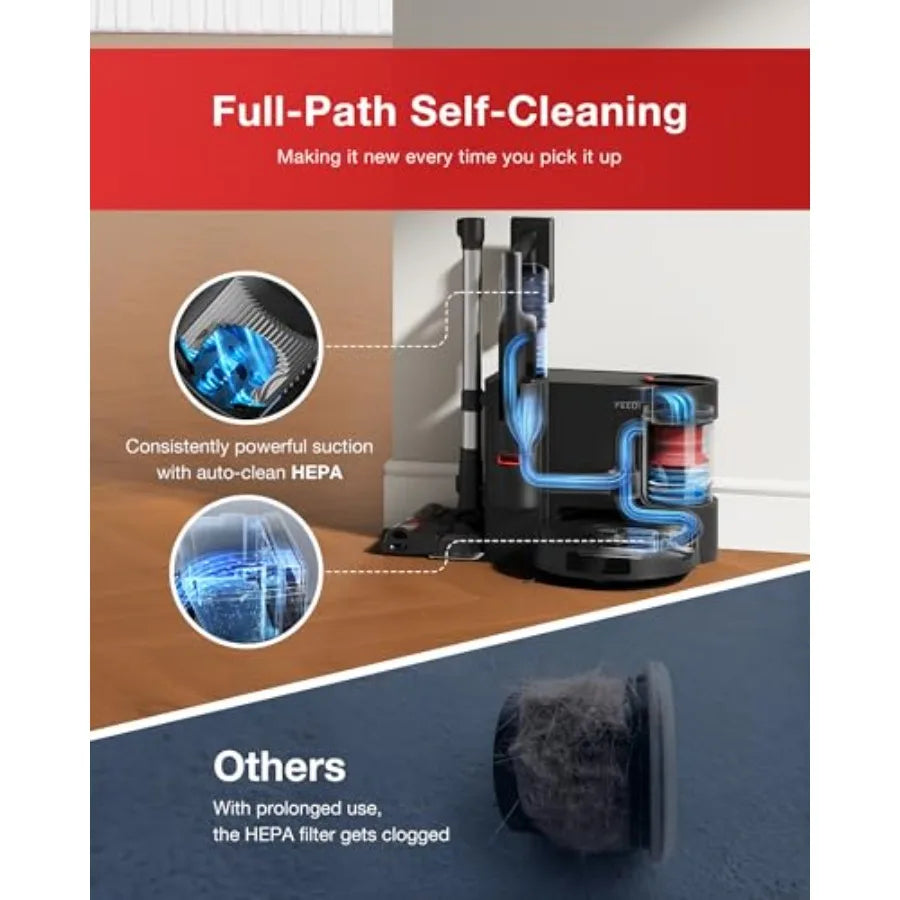 C12 Combo Cordless Stick Vacuum and Robot and Mopping All-in-one Cleaning Combot with Dual Auto Self-Emptying 10000Pa Suction a