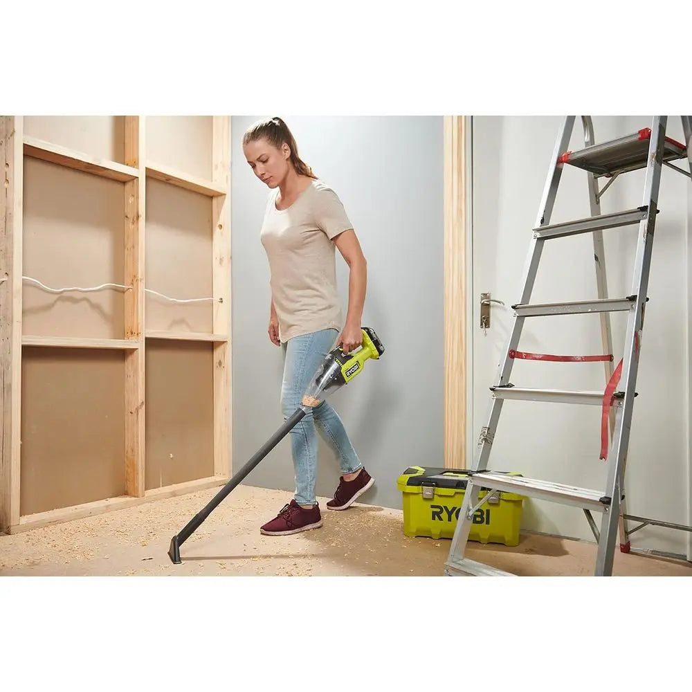 18V Cordless Vacuum with Extension Tube, Floor Brush, 600ml Bin, Crevice Tool