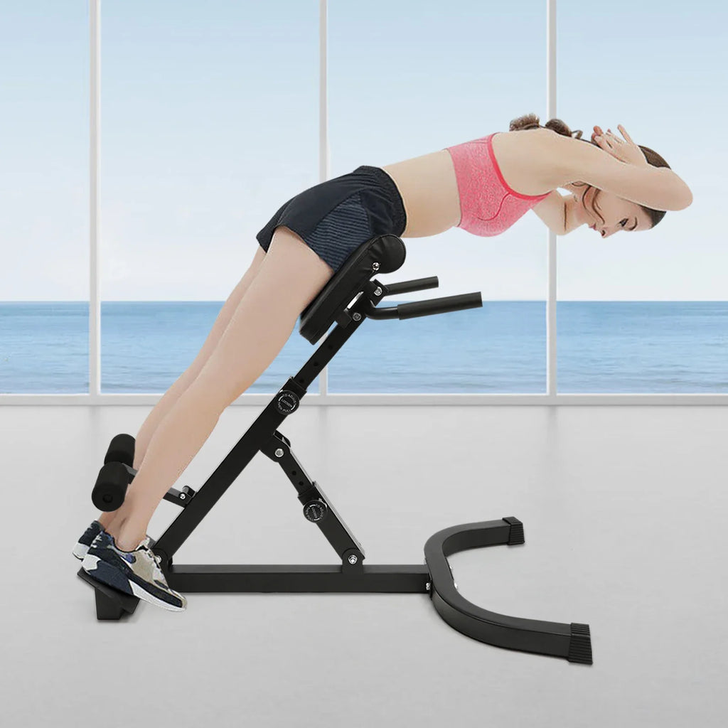 330lbs Hyper Back Extension Roman Chair Abdominal Exercise Equipment Multi-Functional Back Strength Exercise Bench w/Foot Covers