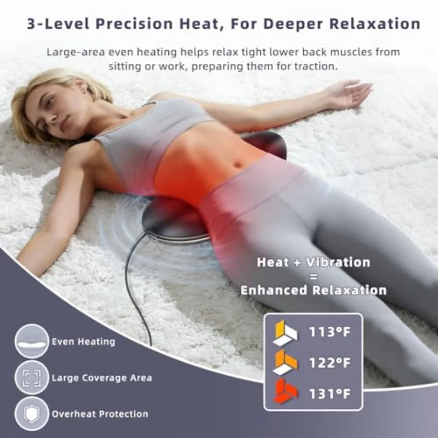 4-in-1 Electric Lumbar Traction Device - Adjustable Back Massager for Deep Tissue Pain Relief with Heat, Vibration, Electrothera