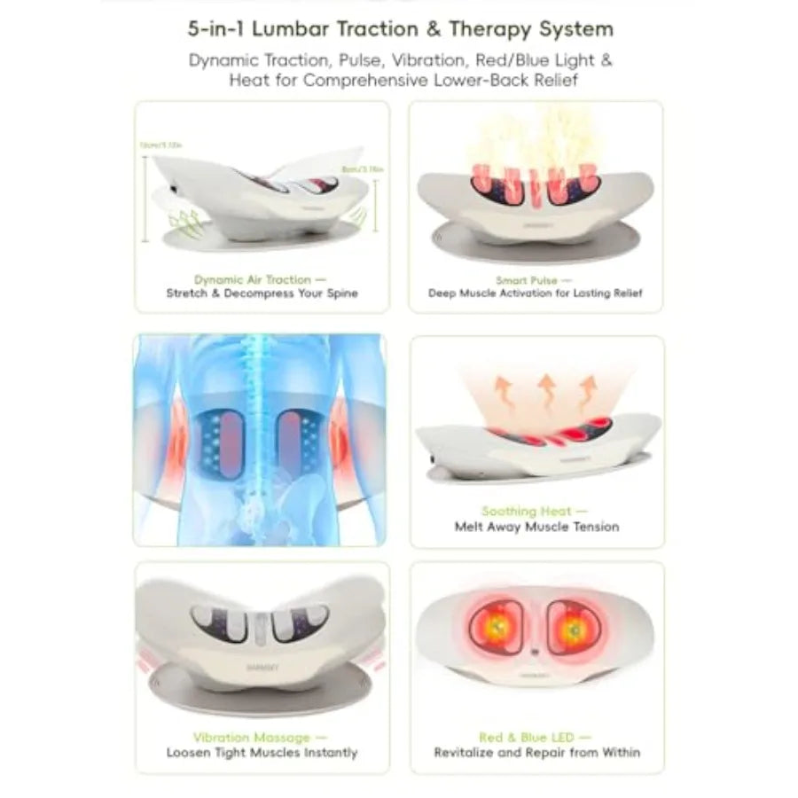 Smart Lower Back Massager with Soothing Warm Therapy and Air Traction Spinal Decompression Device for Sciatica Relief Lumbar Pr