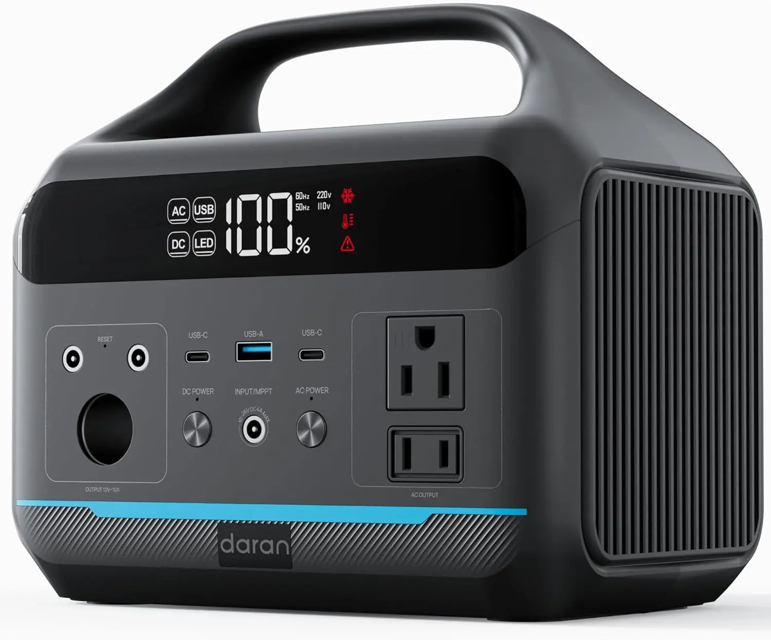 Portable Power Station 600W (1200W Surge) - 288Wh LiFePO4 Solar Generator with AC/DC Outlets, 8.3LB for Camping, RV, Emergency