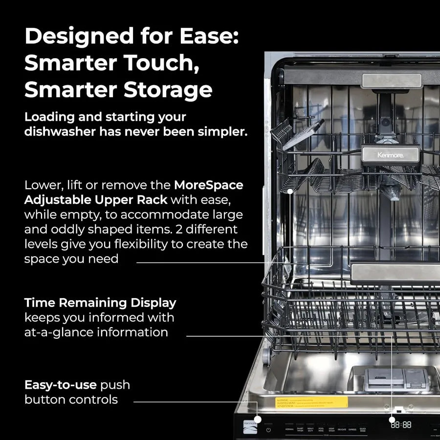 24 Built-In Dishwasher - Quiet Tub with TurboDry Leak SmartWash Soil Detection - 15 Place Settings - 49 DBA - ENERGY STAR Certi