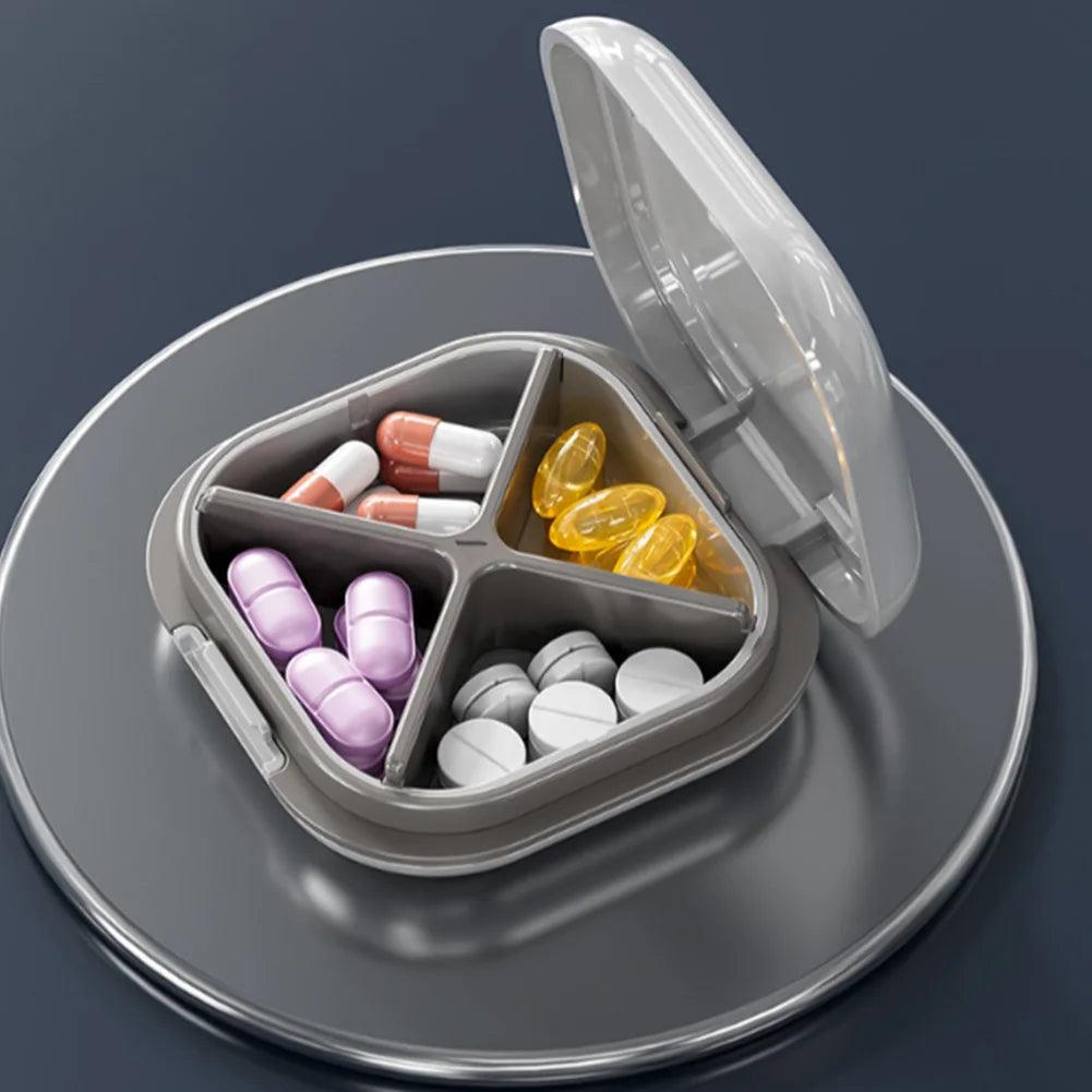4 Grid Pill Case Portable Medicine Box Moisture-proof Small Pill Organizer Multi-Function Pill Dispenser for Outdoor Travel