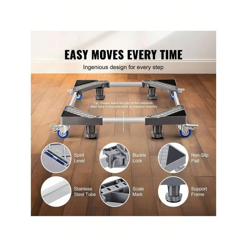 Fridge Stand, 27 Universal Mobile Base With 4 Strong Feet, 4 Locking Swivel Wheels, Adjustable Furniture Mover Mobile Base For W