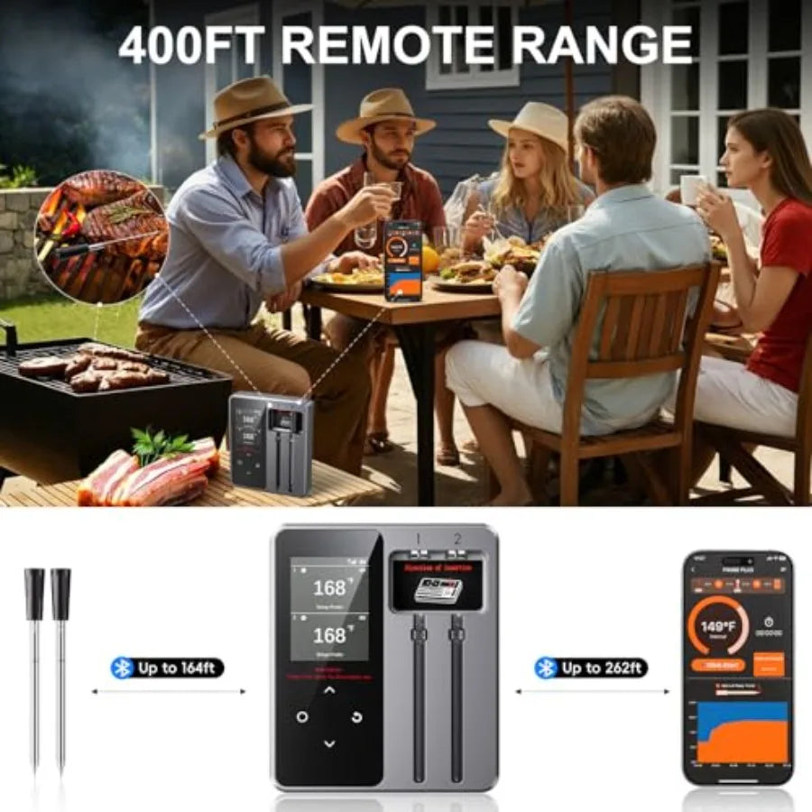 Wireless Bluetooth Meat Thermometer - 2 Probes App Control Birthday Gifts for Men Him Dad Smart Digital Thermometer for Cooking