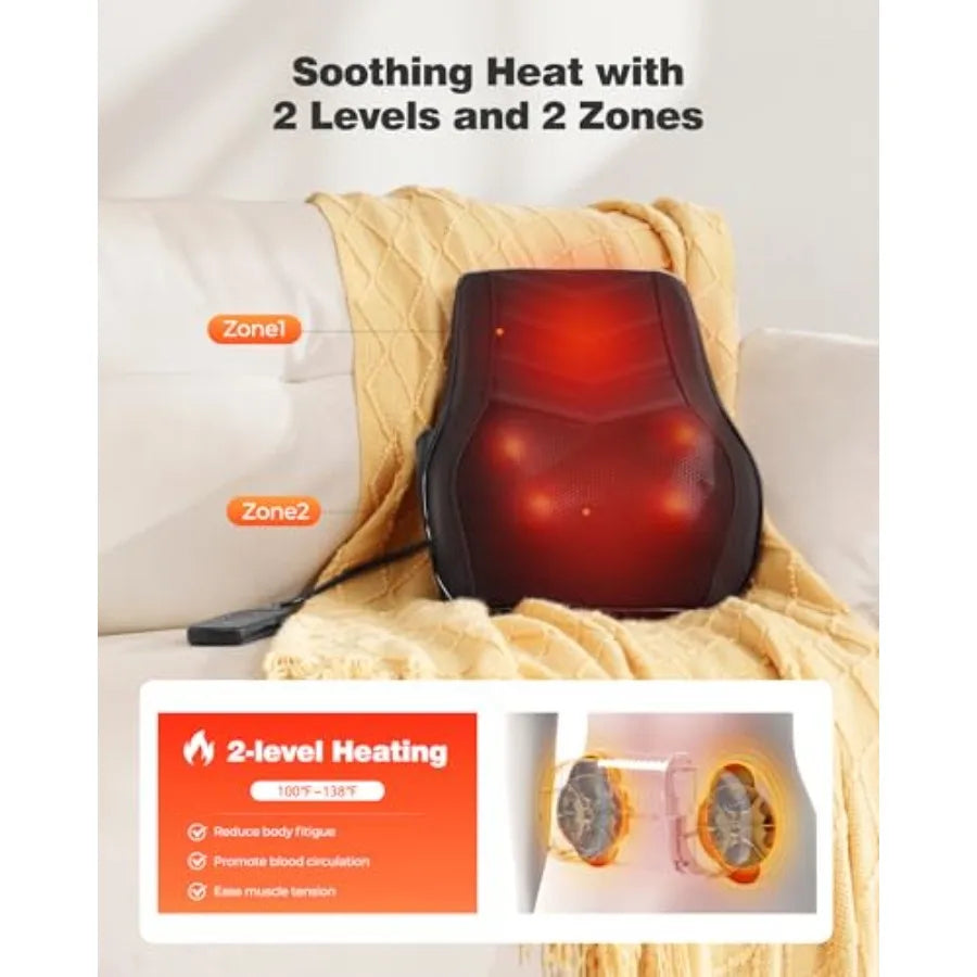 Shiatsu Neck Massager with Heat 3D Kneading Back Massage Pillow for Pain Relief Massagers for Neck and Back Shoulder Leg Gifts