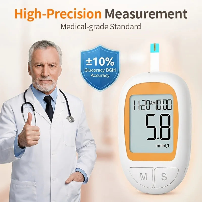 KE-86 Blood Glucose Meter Kit 50pcs Test Strips&Sterile Lancet for Diabetes Monitor Digital Glucometer Blood Sugar Meter
