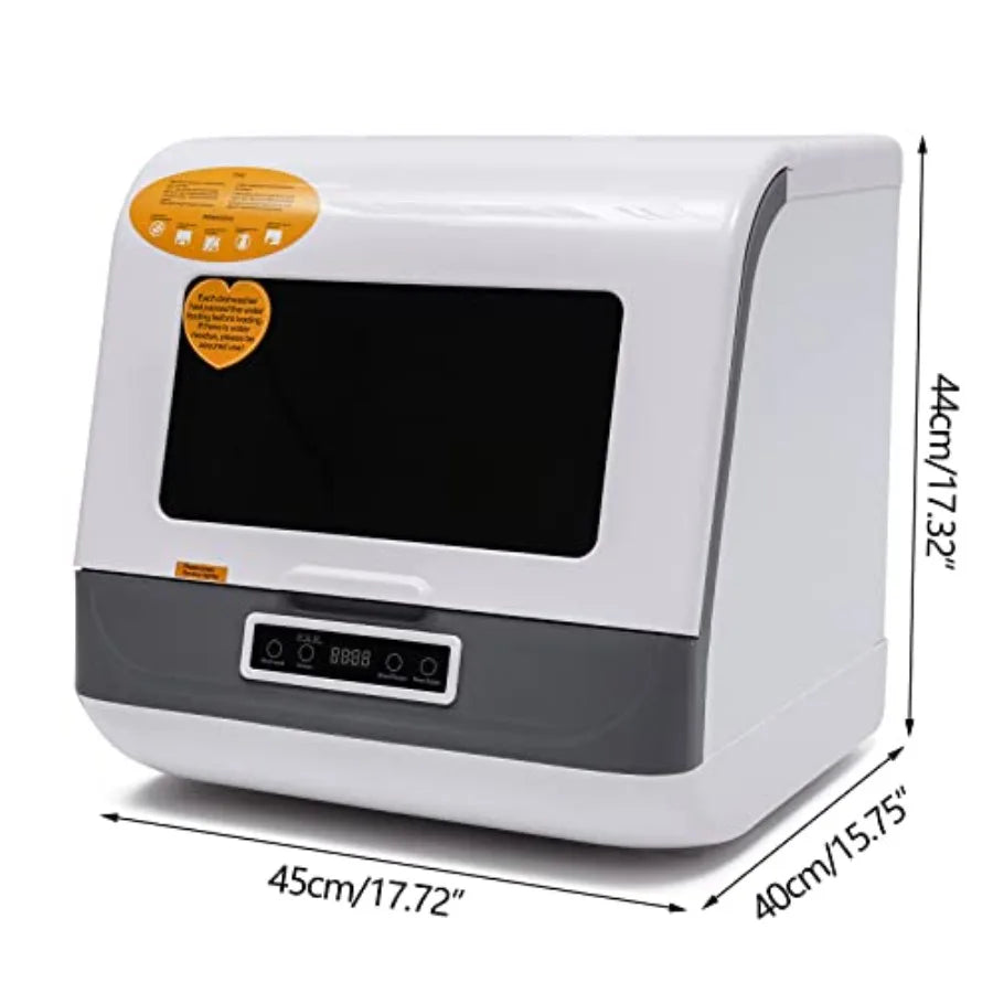 Portable Dishwasher with Large CapacityAir Dry Function 3 Washing Programs 8L Built-in Water Tank 17.72x15.75x17.32in for Clean