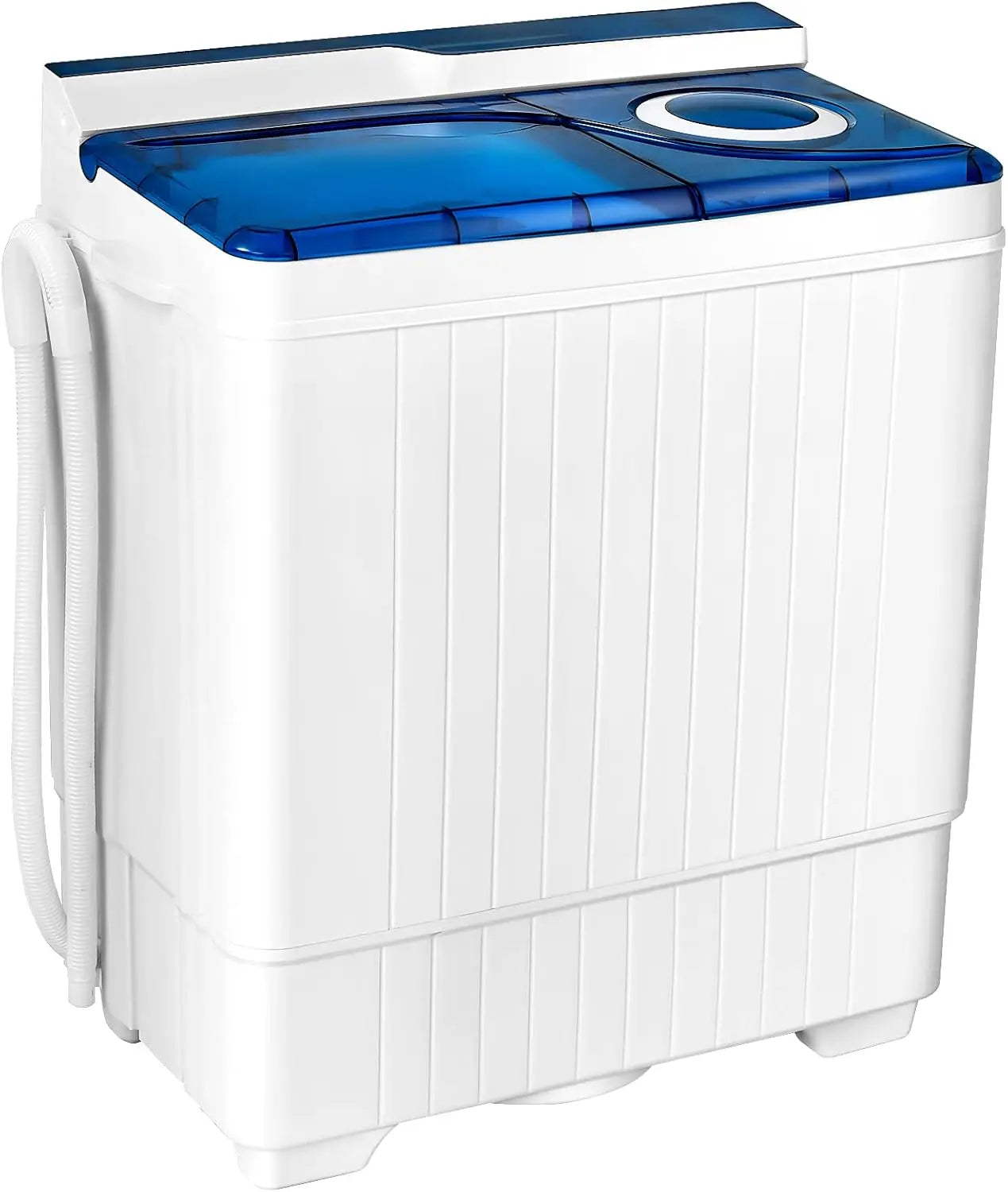 Semi-Automatic Twin Tub Washer with Spin Dryer, 26lbs Capacity, Built-in Drain Pump, Portable for Apartment, Dorm, RV