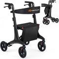 Ultralight Carbon Fiber Rollator Walker with 8 Wheels, 6-Position Handle, Adjustable Backrest for Adult Mobility