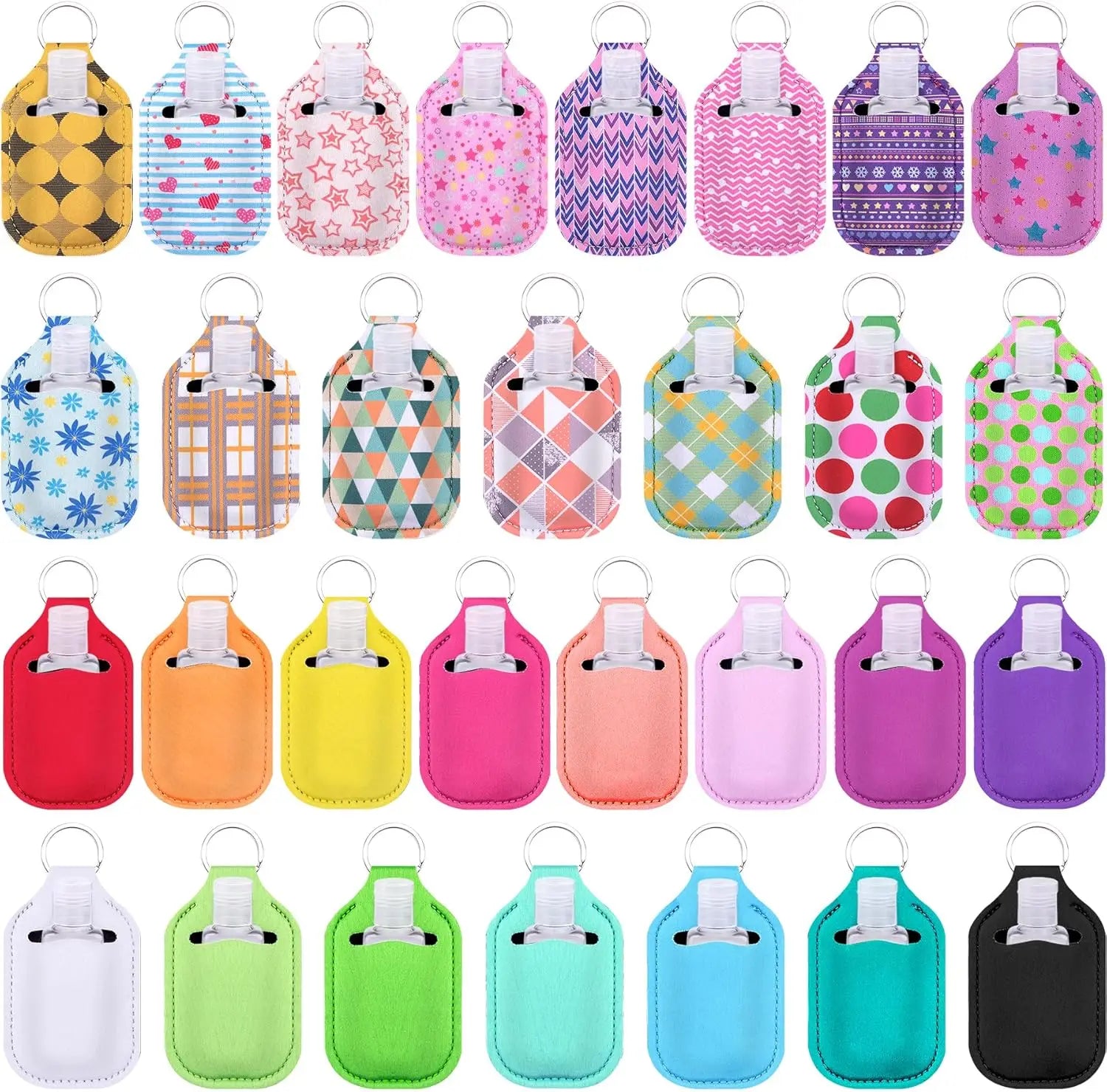 60-Piece Hand Sanitizer Holder Set with Clear Refillable Bottles for Keychain, Backpack, and Purse