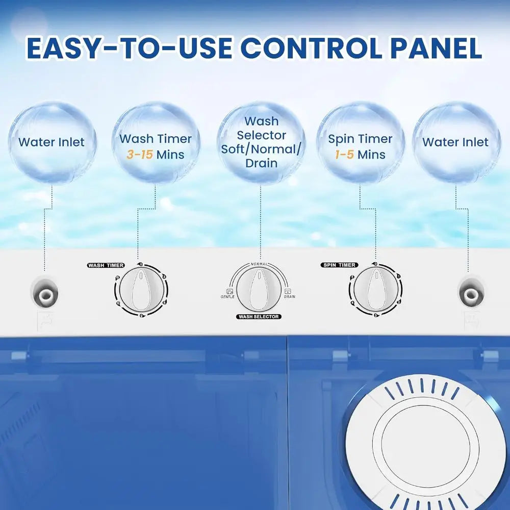 Compact 30-Pound Portable Washing Machine, 20-Pound Washer, and 10-Pound Spin Dryer Combo for Apartments, Dorms, and RVs