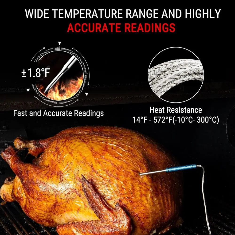 500FT Long Range Wireless Meat Thermometer for Grilling and Smoking with 4 Probes BBQ Grill Kitchen Food Cooking Digital Thermom