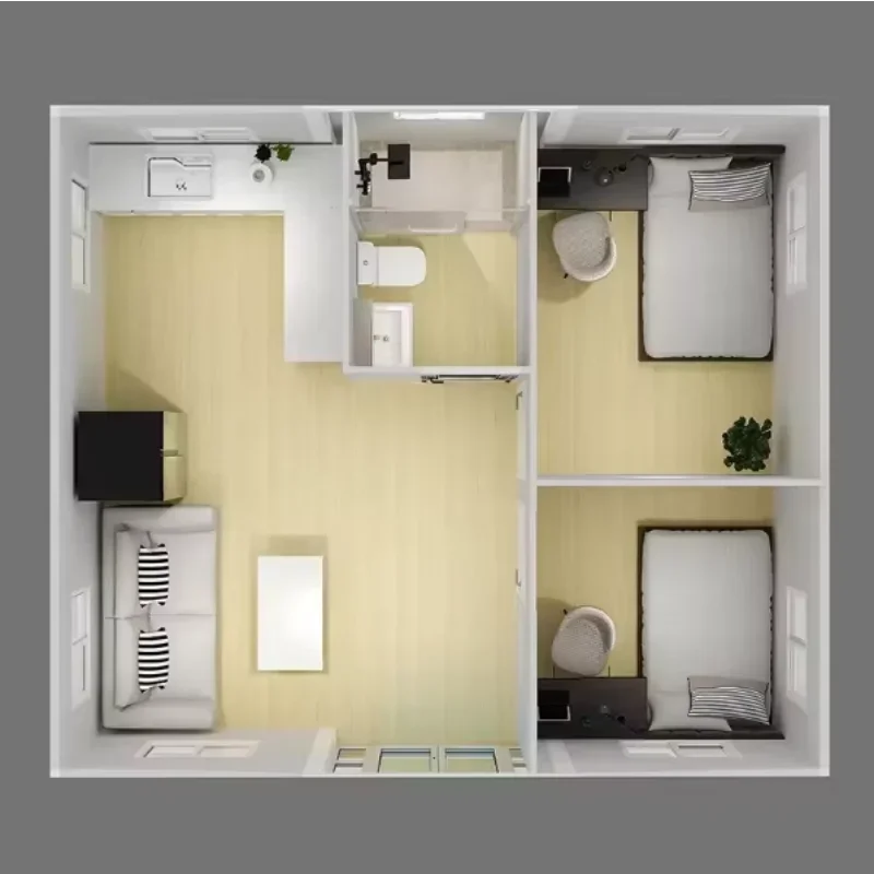 20 Ft Container House Portable Homestay Mobile Tiny Homes Ready Prefab 40FT Container House with 3 Bedroom Villas for Spain