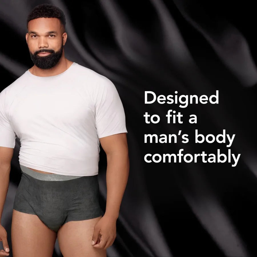 Real Fit Incontinence Underwear for Men Adult Diapers L/XL Black 52 Count Designed for Active Lifestyle Comfort Leak-Proof Prot