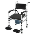 Freestanding Commode, Foldable Chair 18.11-21.26" height adjustable W/ Foot Pedal for Handicap, Elderly, Injured/ Disabled