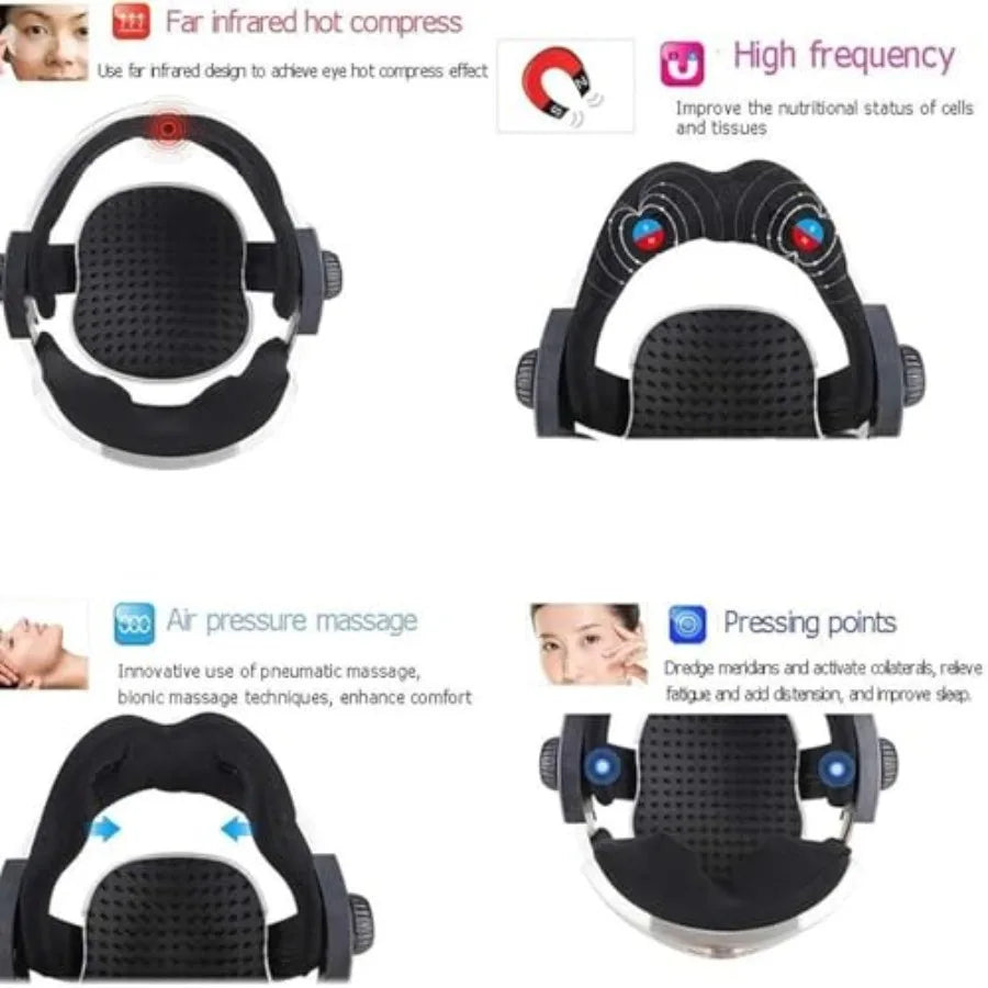 Electric Head Massager Helmet Cap with Air Compression for Eye Head Vibration Massage Relax Brain Acupuncture Points Stress Rel