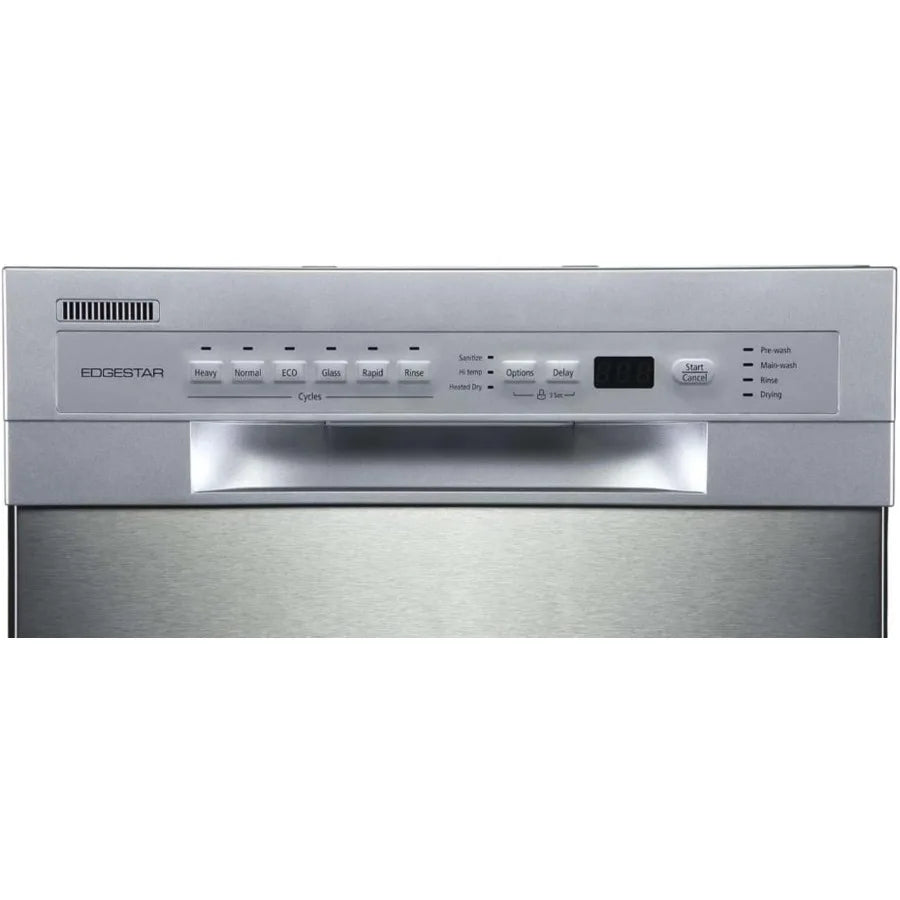 18 Inch Wide 8 Place Setting Built-In Dishwasher in Stainless Steel with Sleek Design and Energy Efficient Performance