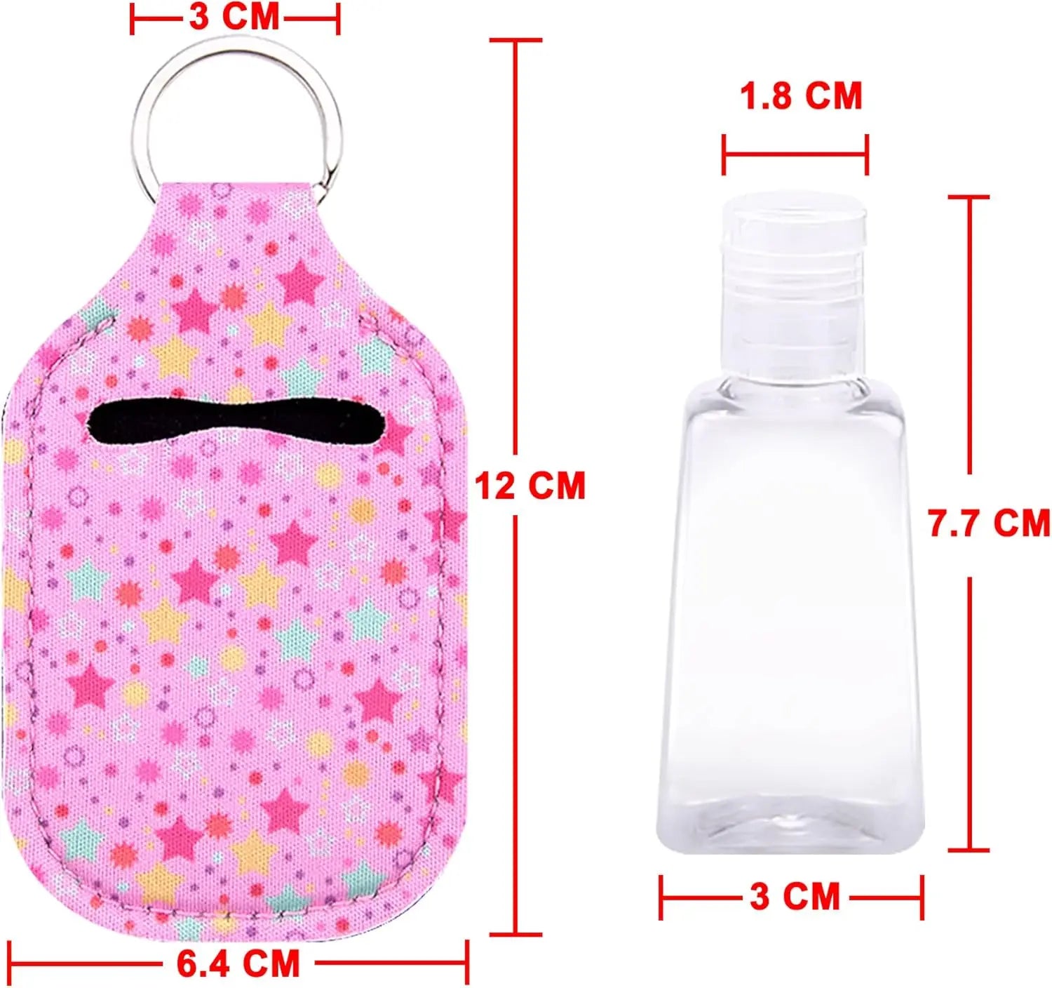 60-Piece Hand Sanitizer Holder Set with Clear Refillable Bottles for Keychain, Backpack, and Purse