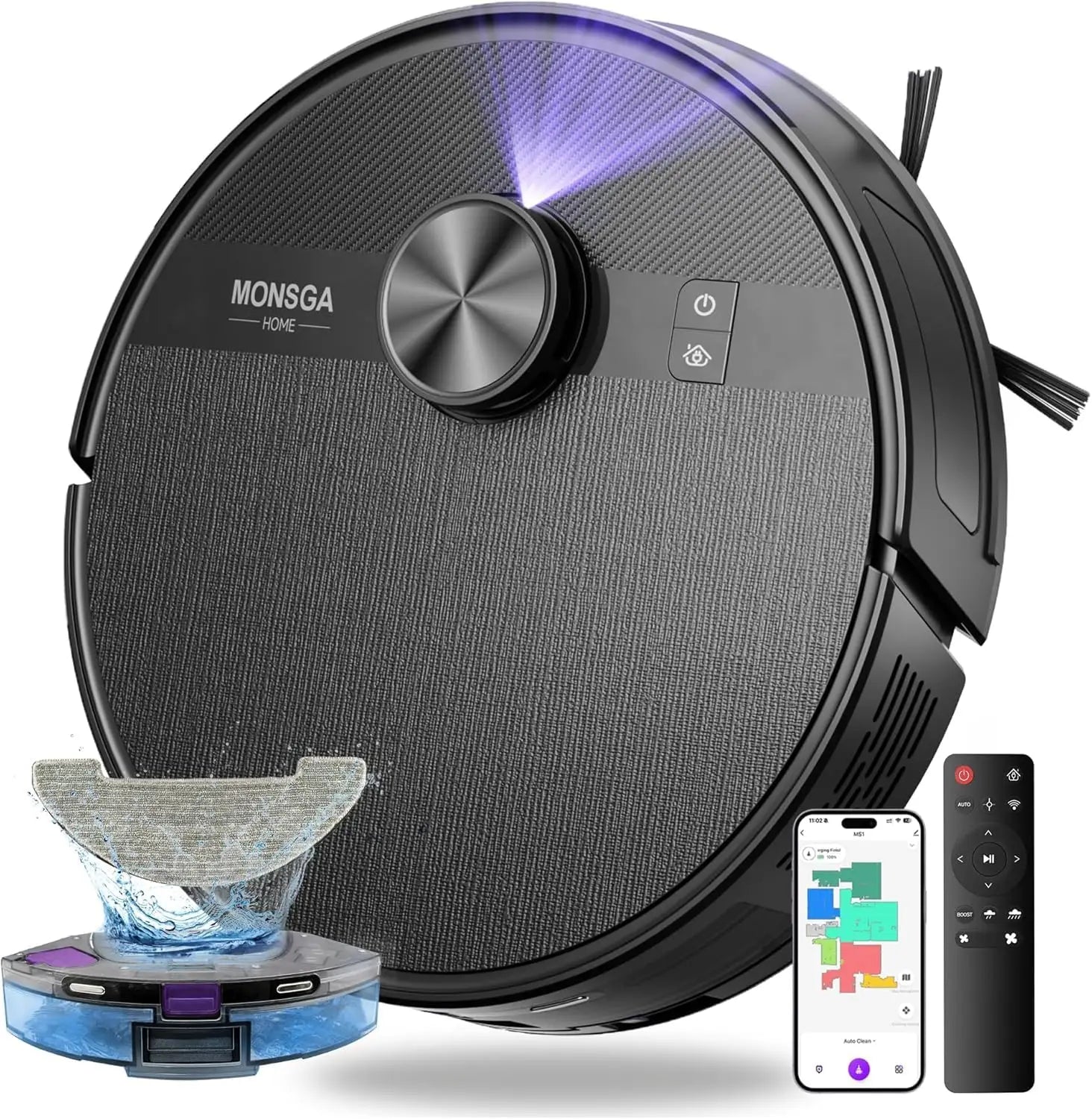 Robot Vacuum and Mop Combo with Lidar Navigation, 7000Pa Suction, 180min Runtime, App Control for Hard Floors and Carpets