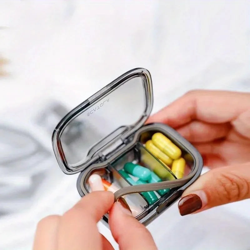 Portable mini pill box with week/day separation - dust-proof pill storage box, durable plastic finishing box, suitable for work