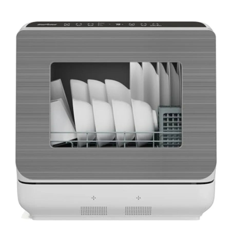 18 Compact Countertop Dishwasher with 6 Modes Energy Star Portable Dishwasher with Dual Water Supply 12H Delay Start Dish Washe