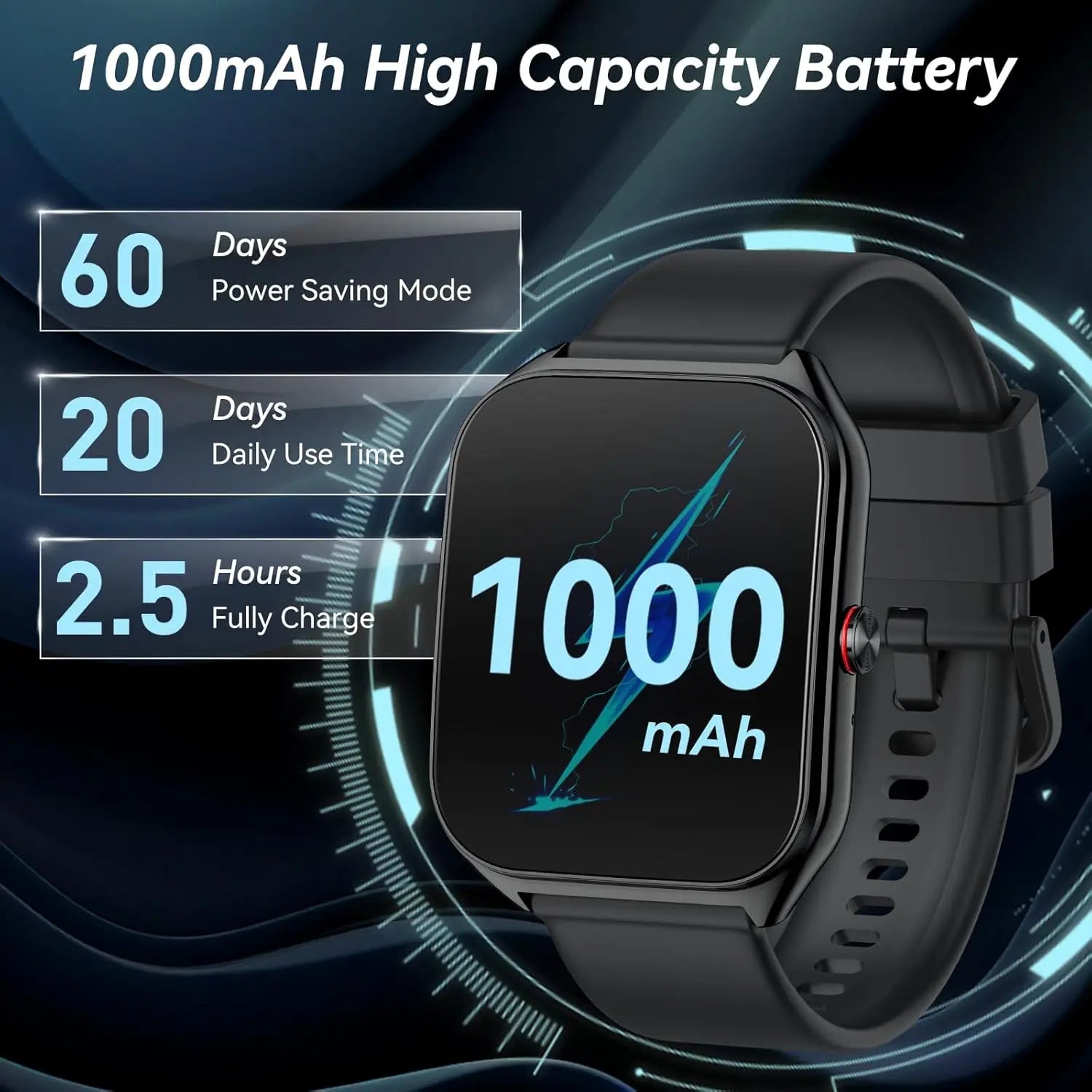AI Smart Watch for Men Women with ChatGPT, 1000mAh Fitness Tracker, 60-Day Standby, 1.96" HD Screen, 200+ Sport Modes