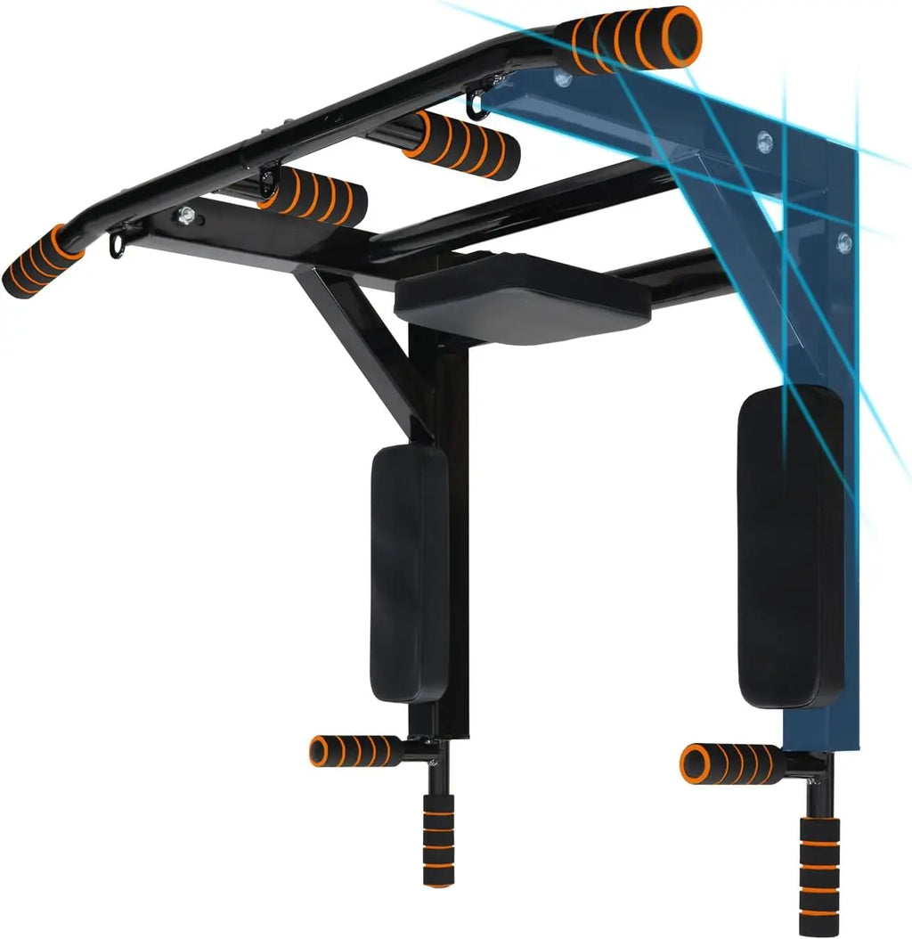 Wall Mounted Pull Up Bar Chin Up bar Multifunctional Dip Station for Indoor Home Gym Workout, Wall Mount Pull Up Bar