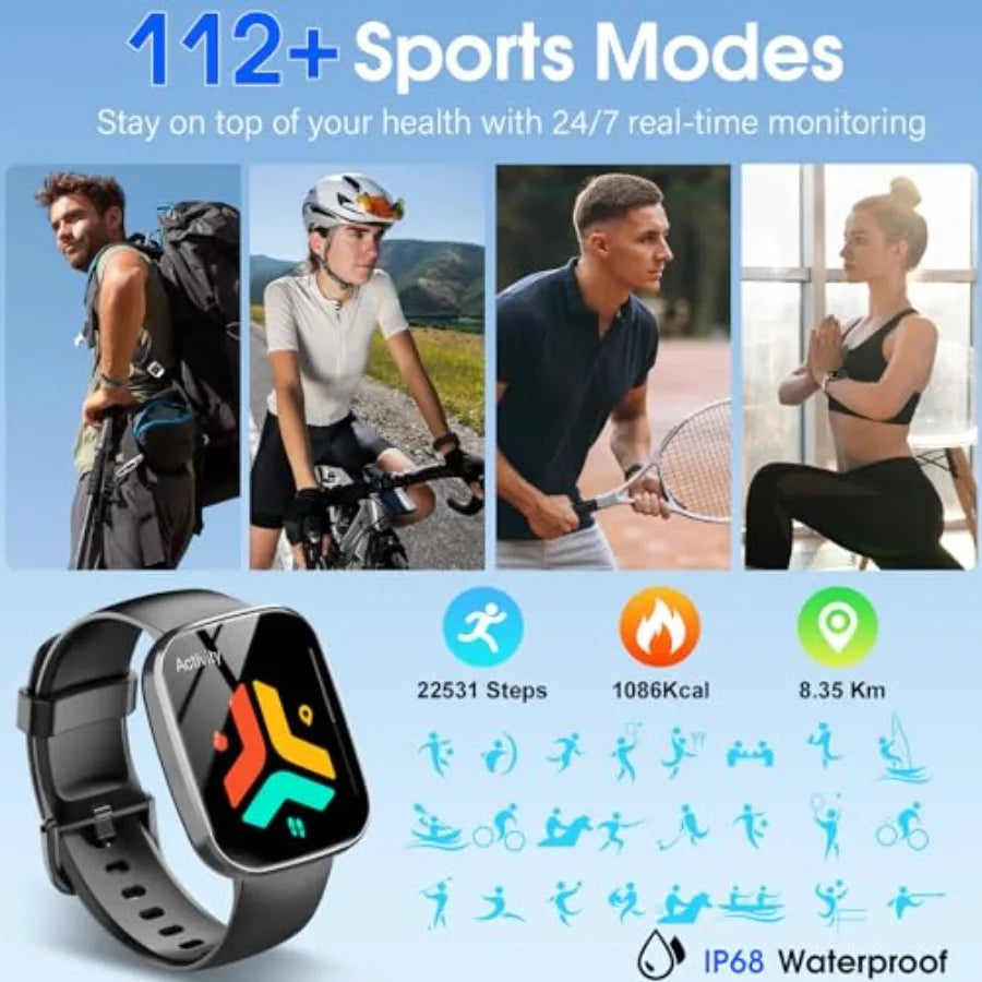 Smart Watch for Men Women with Answer/Make Call 1.91 HD Screen Heart Rate Sleep Steps Monitor 100+ Sports Fitness Tracker IP68