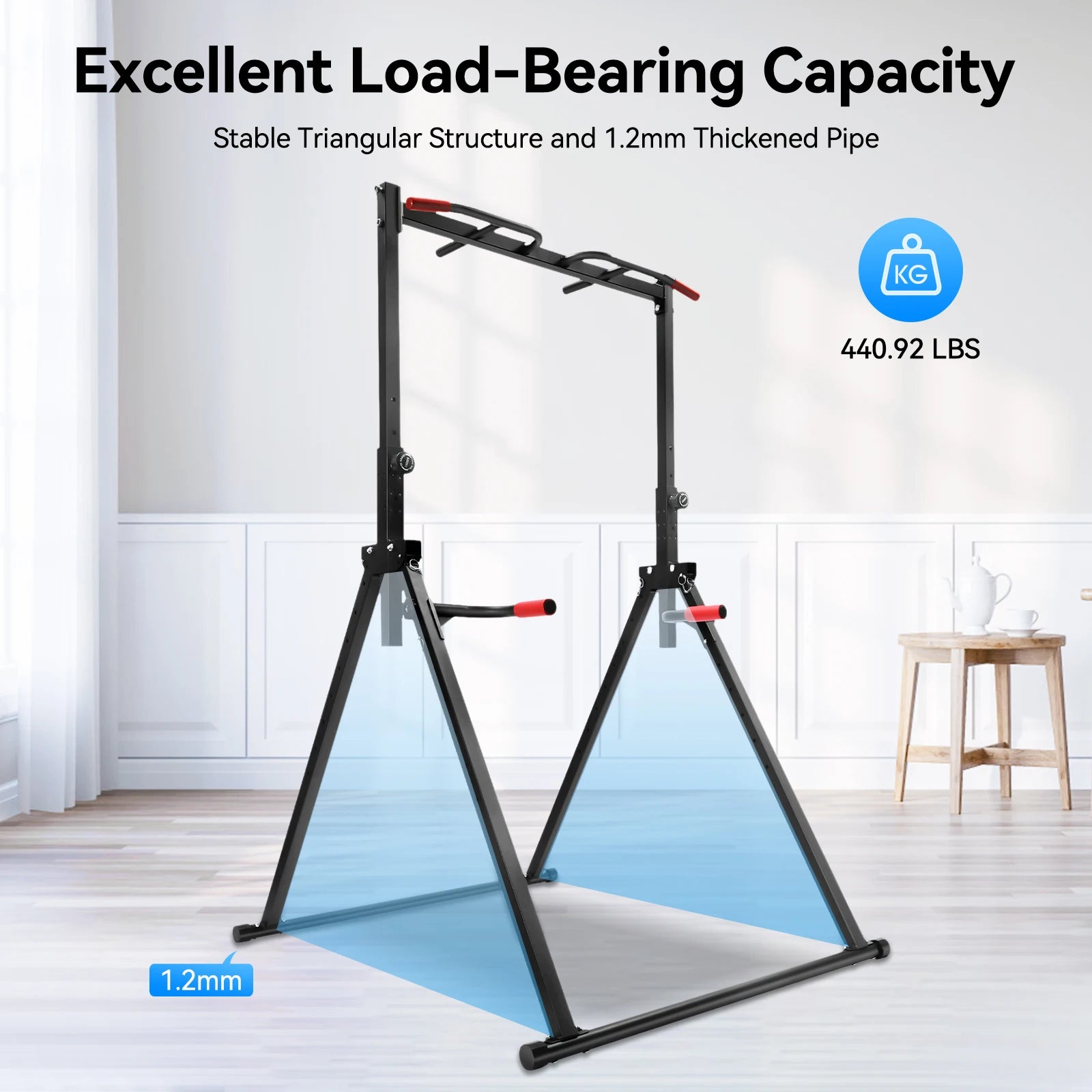 Pull Up Bar Dip,Height Adjustable Free Standing Chin Up Bar ,Home Gym Strength Training Fitness Equipment,440lbs Weight Capacity
