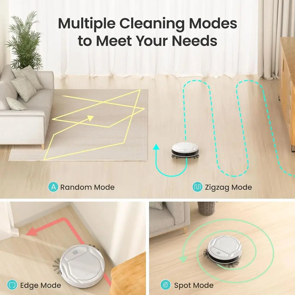 Robot Vacuum Cleaner, Strong Suction, 120 Mins Runtime, Slim, Low Noise, Automatic Self-Charging, Wi-Fi/App/Alexa Control, Ideal