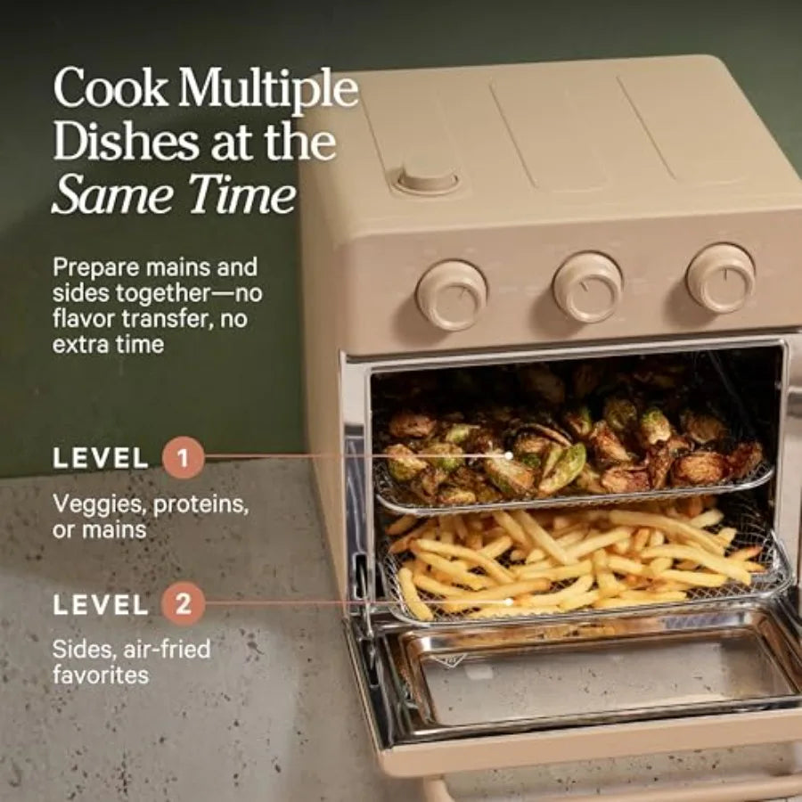 Wonder Oven 6-in-1 Stainless Steel Air Fryer Toaster Oven Combo with Basket Rack Pan Tray Compact 13 QT Countertop Ccity - Toas