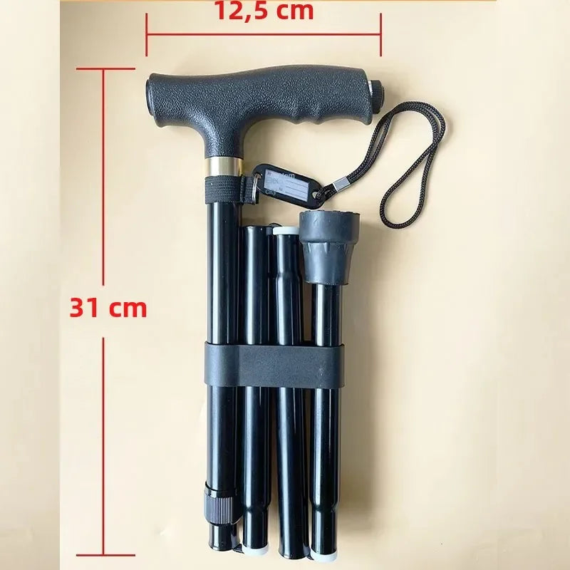 Outdoor Multifunction Walking Stick Trekking Poles Telescopic Fold Crutches Hiking Stick Crutch Elderly Metal Stick Walking Cane