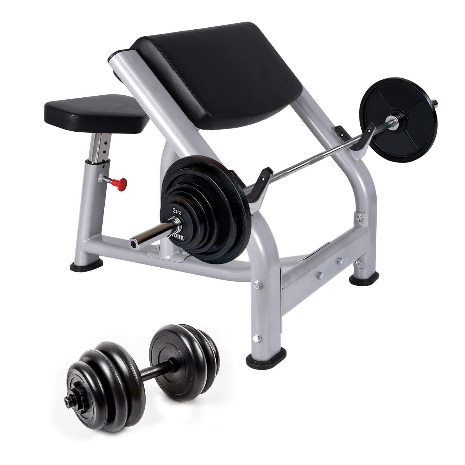 Seated Isolated Barbell Dumbbell Biceps Station with Adjustable Seat Fitness Equipment for Home Gym Strength Training