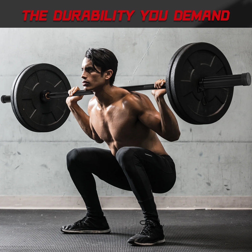 2.2m Gym Barbell Connector with 2 Spring Collars Universal Strength Training Bars for Squats Bench Press Deadlifts