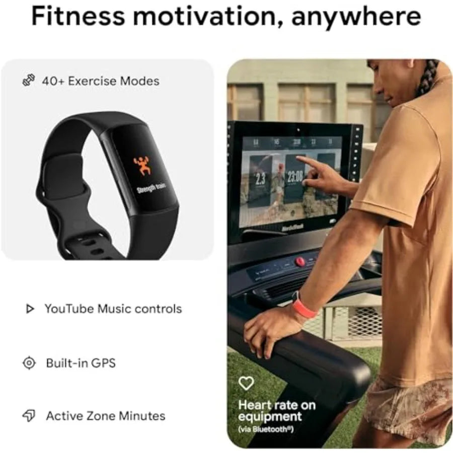 Charge 6 Activity Tracker Heart Rate Monitoring 7-Day Battery Integrated Google Apps Maps Wallet In-Depth Health Insights Activ