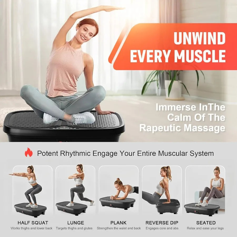 Vibration Plate Exercise Machine for Home Gym - Full Body Workout Equipment for Weight Loss Toning Cardio Fitness Lymphatic Dra