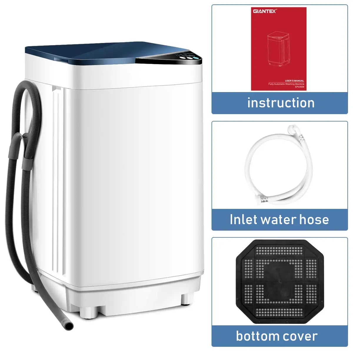 Full-Automatic Washing Machine Portable Washer and Spin Dryer 7.7 lbs Capacity Compact Laundry Washer with Built-in, Customized
